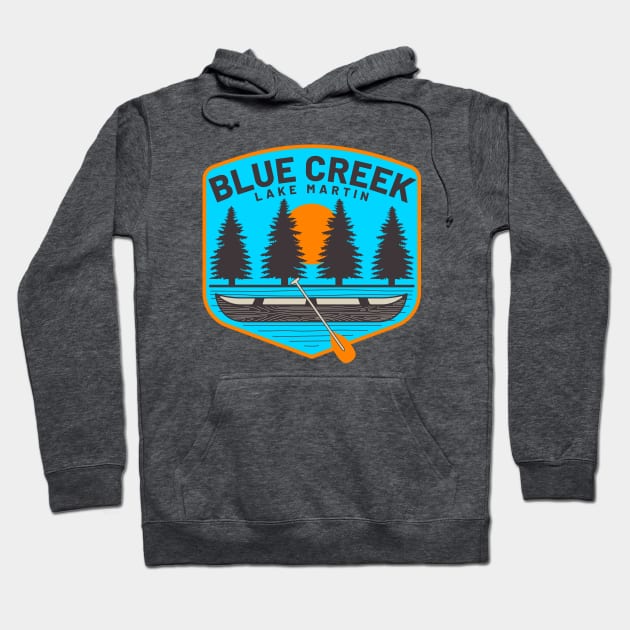 Blue Creek • Lake Martin Blue Background Hoodie by Alabama Lake Life